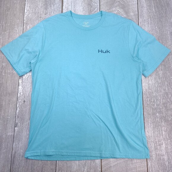 Huk Mens Patriotic Marlin Graphic T-Shirt Size XL Blue Fishing Cotton Top - Picture 2 of 5